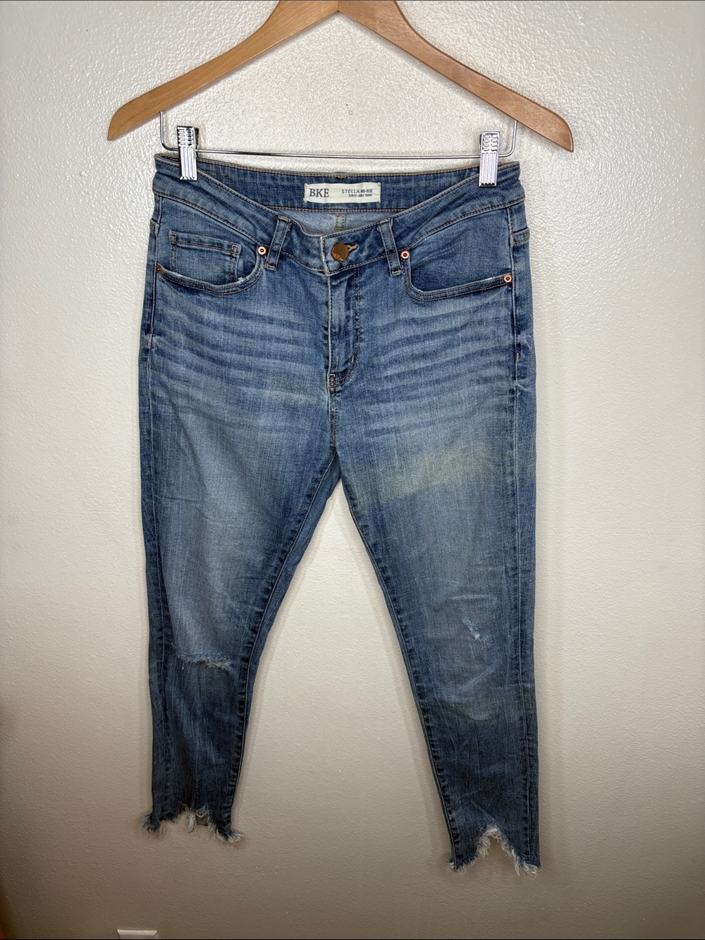 BKE Stella Mid-Rise Slim Fit Skinny Ankle Raw Hem Jeans Women Size 29